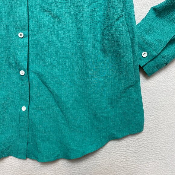 EKOUAER Blouse Womens L Teal Long Sleeve Button Front NWT - Picture 3 of 10